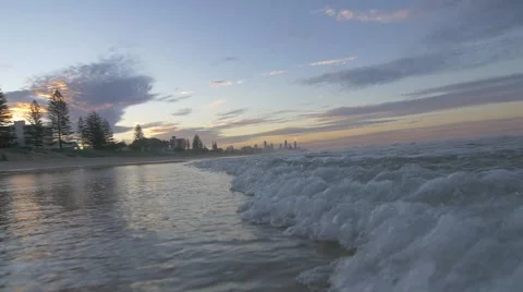 Slow Motion Waves on the Gold Coast of Australia Stock Footage 68552851
