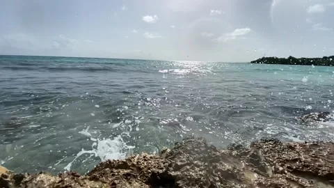 Slow Motion Waves Impact of Caribbean Sea 3 스톡 동영상 160684461