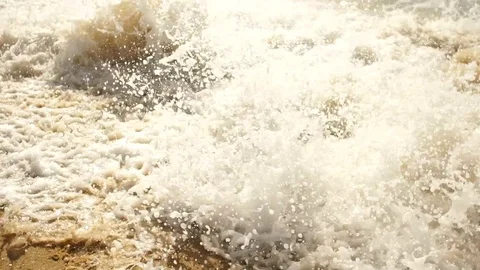 Slow motion, waves, sea, breeze, sandy beach, water, foam, summer, sunrise 動画素材 90962885