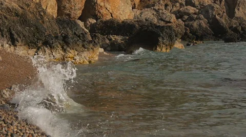 Slow Motion waves of the sea in the summer,in the Crimea Stock Footage 52016872