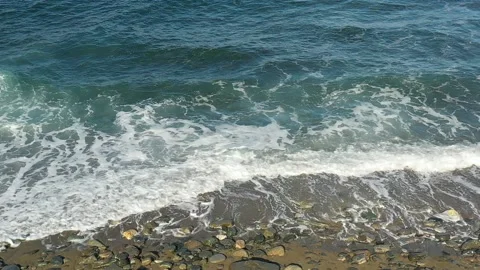 Slow motion waves on the shore. Beach slow motion sea waves Stock Footage 223415454