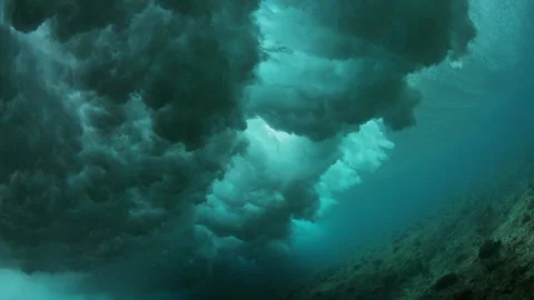 Slow Motion Waves Splashing Underwater In Sea - South Male Atoll, Maldives Stock Footage 152840289