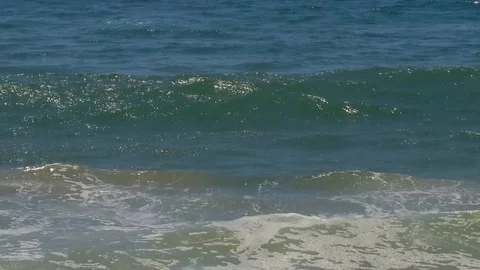 Slow motion waves on a sunny summer day in Santa Monica Stock-Footage 94238628