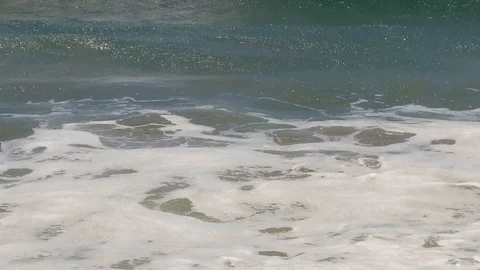 Slow motion waves on a sunny summer day in Santa Monica Stock-Footage 94238996