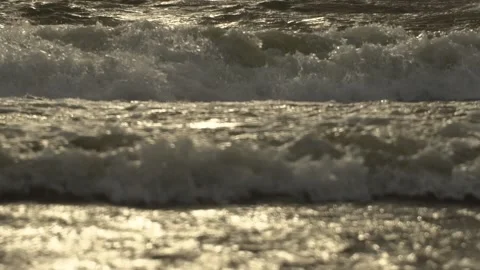 Slow motion waves with texture and wind spray, raw natural wonders Stock Footage 132683722