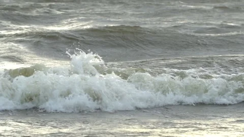 Slow motion waves with texture and wind spray, raw natural wonders Stock Footage 133100898