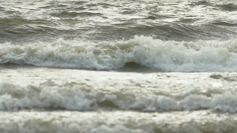 Slow motion waves with texture and wind spray, raw natural wonders Stock Footage 133919965