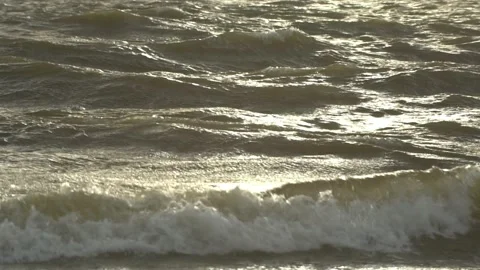 Slow motion waves with texture and wind spray, raw natural wonders Stock Footage 134539280