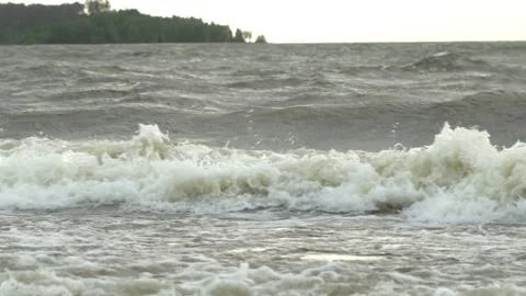 Slow motion waves with texture and wind spray, raw natural wonders Video stock 134713345