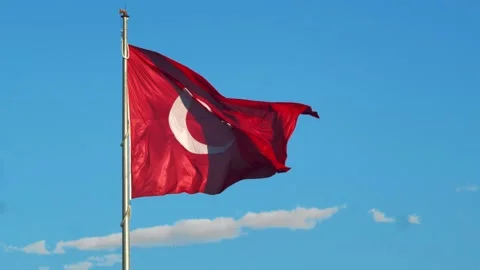 Slow motion waving turkish flag Stock Footage 139075120