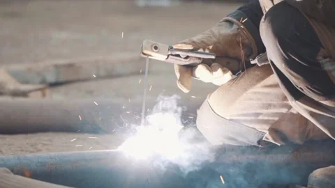 Slow motion of the welding machine Stock Footage 147178408
