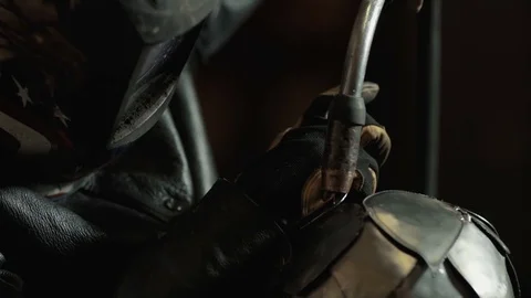 Slow Motion Welding with Sparks Close Up Stockbeeldmateriaal 73716706