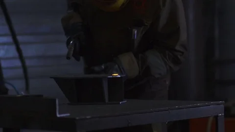 Slow motion. Welding. Sparks from welding. Industrial Worker 스톡 동영상 72942486
