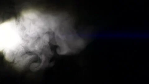 Slow motion of white abstract smoke, fog, steam cloud, mist on black background Stock Footage 163947196