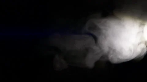 Slow motion white abstract smoke, fog, steam cloud isolated on black background Stock Footage 167051342