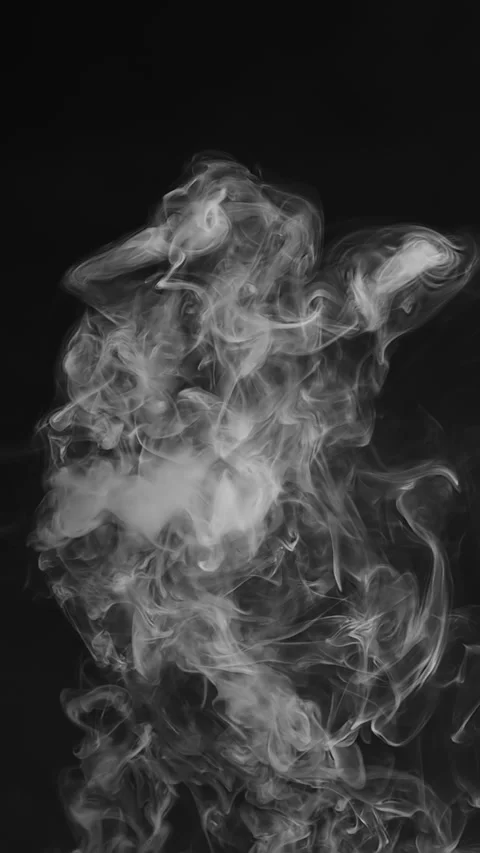 Slow Motion White Smoke and Vapor Swirling on Black Background Vertical Video Video stock 335593459
