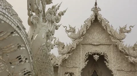 Slow Motion of White Temple in Front. Stock Footage 49773589