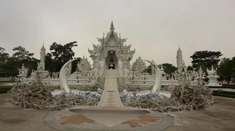 Slow Motion of White Temple Front. Video stock 49773807
