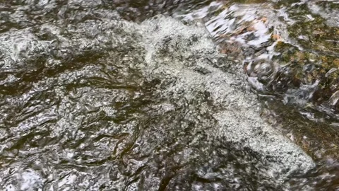 Slow Motion Whitewater Flowing Over Submerged River Rocks Stock Footage 340581239