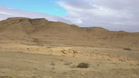 Slow motion wild landscape of Makhtesh Ramon, Ramon Crater, in the Negev desert Stock Footage 88367223