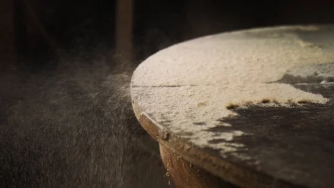 Slow motion. The wind blows the sawdust from the table Stock Footage 110357010
