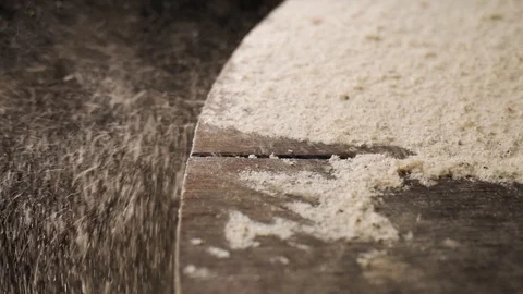 Slow motion. The wind blows sawdust from the edge of the table Stock Footage 110357354