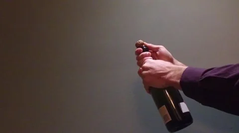 Slow motion wine bottle cork pops Stock Footage 61956229