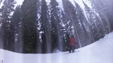 Slow motion winter skiing Stock Footage 26616653