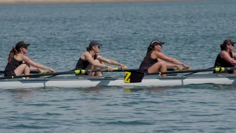 Slow Motion Women's 8+ Rowing Stock Footage