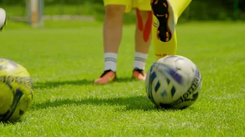 Slow motion of Women's Soccer Team Training. Girl Power concept Stock Footage