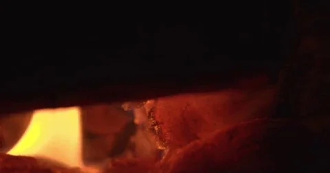 Slow motion wood fire warming up the home for winter Stock Footage 69257296