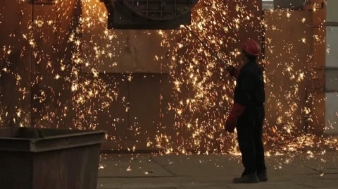 Slow Motion Worker And Production Of Iron Stock Footage 62845753