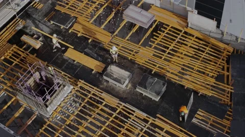 Slow Motion Of Workers At Construction Site Stock Footage 158345508