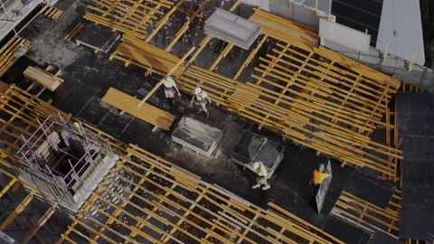 Slow Motion Of Workers At Construction Site Stock Footage 158347319
