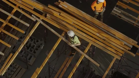 Slow Motion Of Workers At Construction Site Stock Footage 158347447