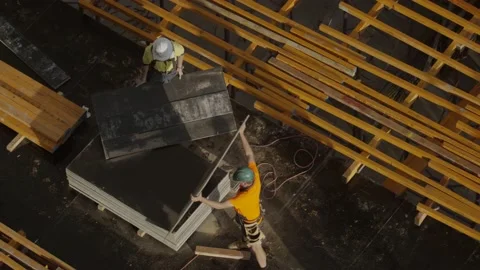 Slow Motion Of Workers At Construction Site Stock Footage 158347532