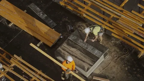 Slow Motion Of Workers At Construction Site Stock Footage 158348145