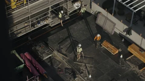 Slow Motion Of Workers At Construction Site Stock Footage 158348270