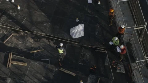 Slow Motion Of Workers At Construction Site Stock Footage 158348448