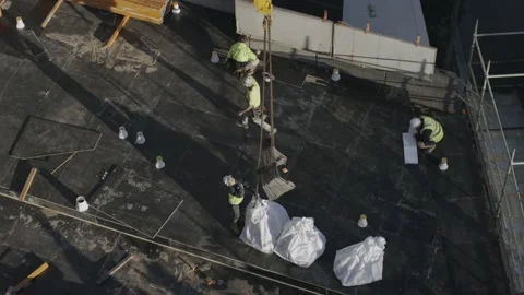 Slow Motion Of Workers At Construction Site Stock Footage 158348676