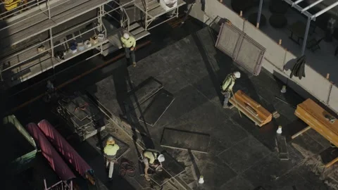Slow Motion Of Workers At Construction Site Stock Footage 158348961