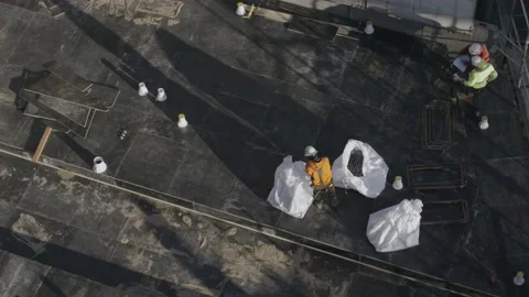 Slow Motion Of Workers At Construction Site Stock Footage 158357506