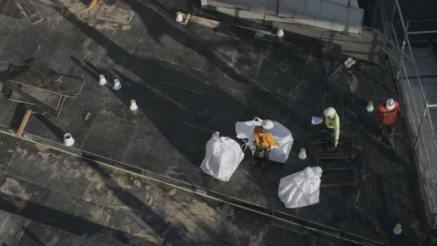 Slow Motion Of Workers At Construction Site Stock Footage 158357656