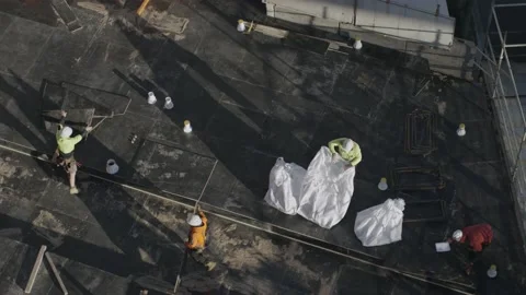 Slow Motion Of Workers At Construction Site Stock Footage 158357694