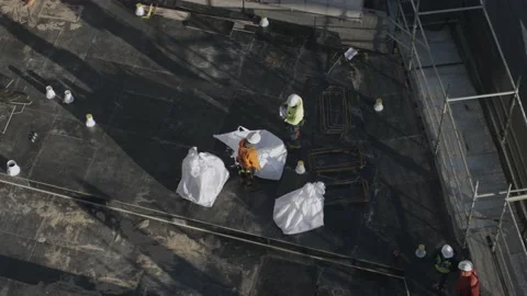 Slow Motion Of Workers At Construction Site Stock Footage 158357811