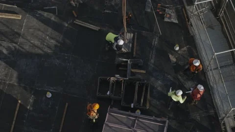 Slow Motion Of Workers At Construction Site Stock Footage 158357962
