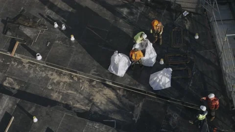 Slow Motion Of Workers At Construction Site Stock Footage 158357993