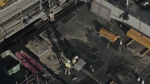 Slow Motion Of Workers At Construction Site Stock Footage 158358218