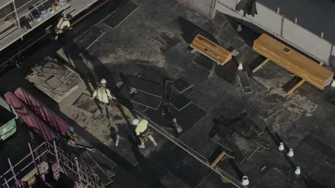 Slow Motion Of Workers At Construction Site Stock Footage 158358531
