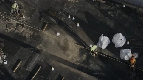 Slow Motion Of Workers At Construction Site Stock Footage 158358943